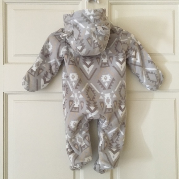 Carters (3M) Infant One piece Baby Footie Outerwear Hooded Fleece Foldover Mitts - Picture 7 of 8